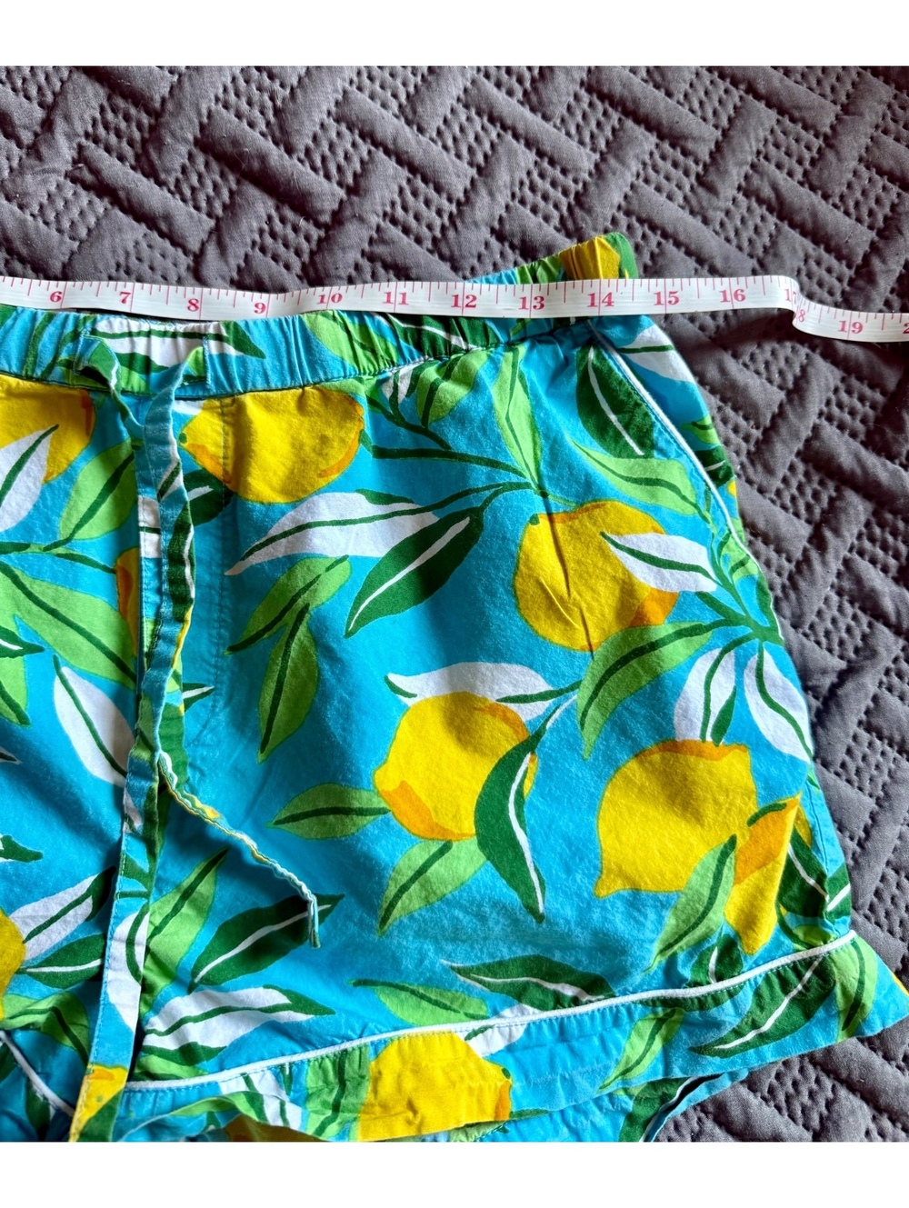 Printfresh Lemon Print Short Pajama Set Blue Yellow Cotton PJs Size S - Picture 8 of 9